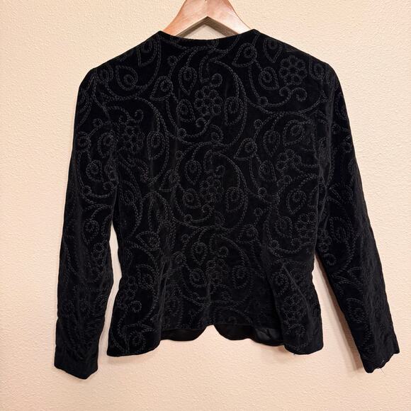 Vintage Yves Cossette Depeche Mode Black Velvet Blazer Jacket Women’s Size 8 - Picture 6 of 10